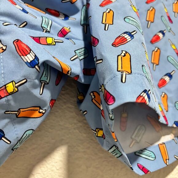 Caribbean Mens Swim Trunk Short Popsicle Blue Large Drawstring Waist Stretch - Picture 4 of 8